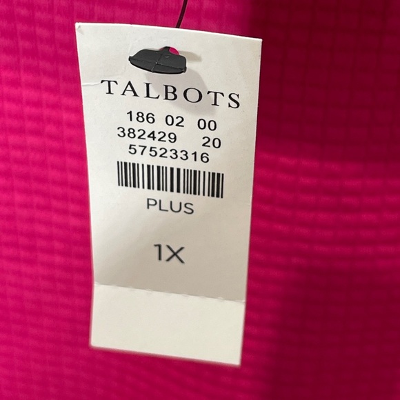 Talbots Plus Fuchsia Pink Mock neck Pullover Knit Sweater Shoulder Button Detail - Picture 10 of 11